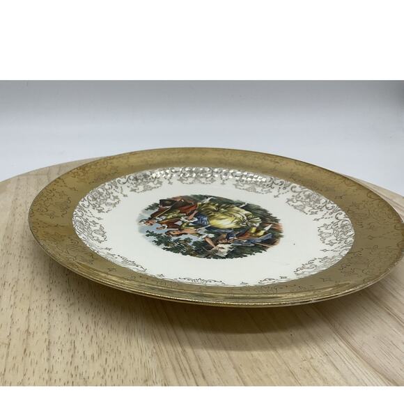 Vintage W.S. George Crest-O-Gold Decorative Plate Courting Couple 22K Gold USA - Picture 14 of 14